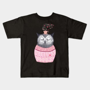 Owl with coffee Kids T-Shirt